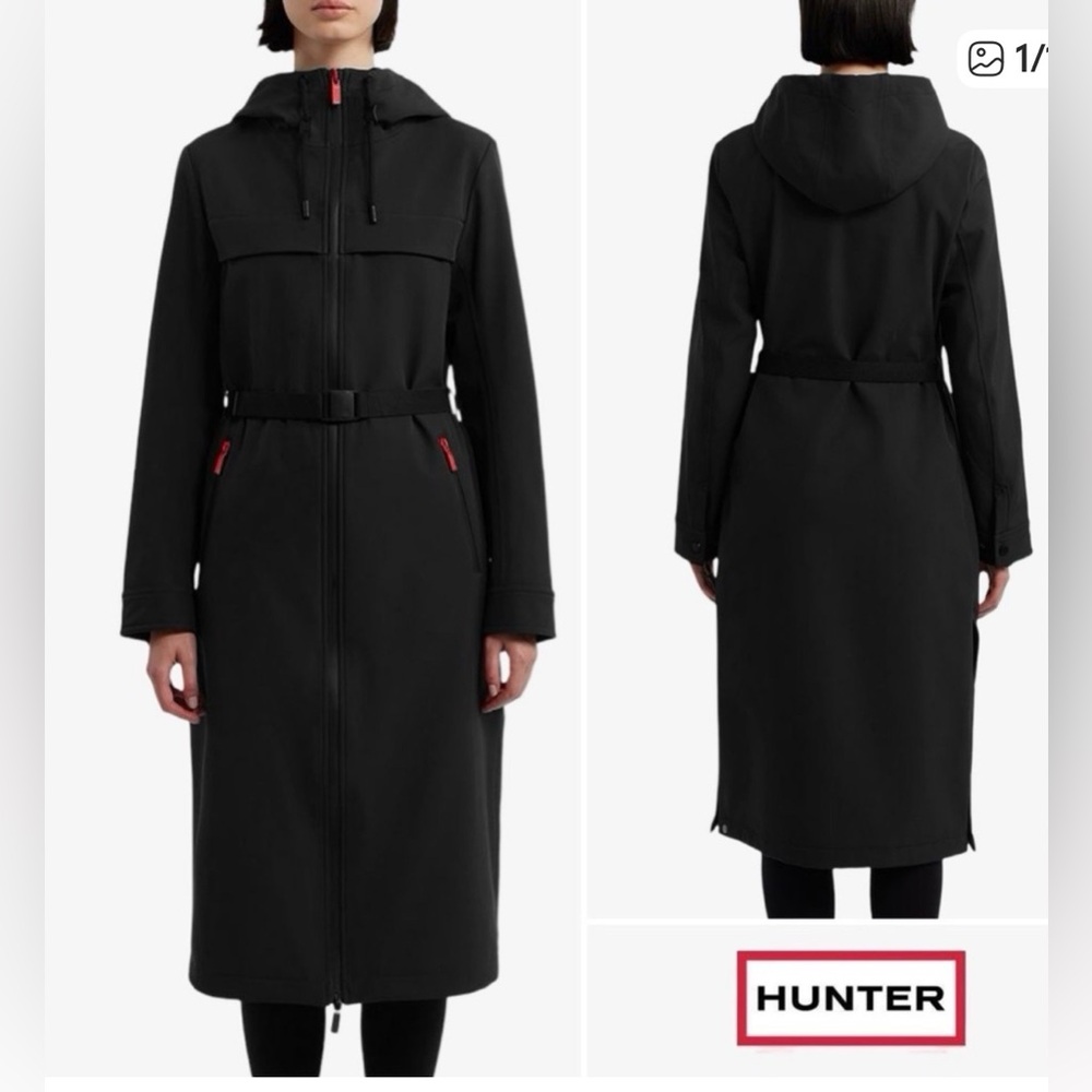 NWT HUNTER longline Belted Velour Crown 2.0 water resistant Trench